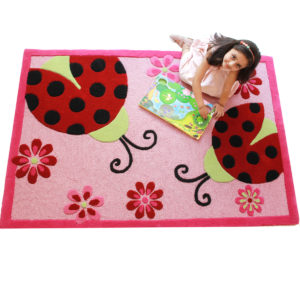 buy kids rugs kids rugs online, ladybug rug, pink floral ladybug rug, Buy girls ladybug rug, girls room rug, kids bedroom rugs, littlelooms rugs, Hand tufted rugs, handmade rugs, plush kids rugs