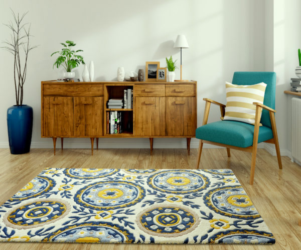 buy rugs online, floral pattern rug, cream & yellow rug, beige floral rug, living room rug, bedroom rug, classic rug, area rugs, littlelooms rugs, hand tufted rugs, handmade rugs