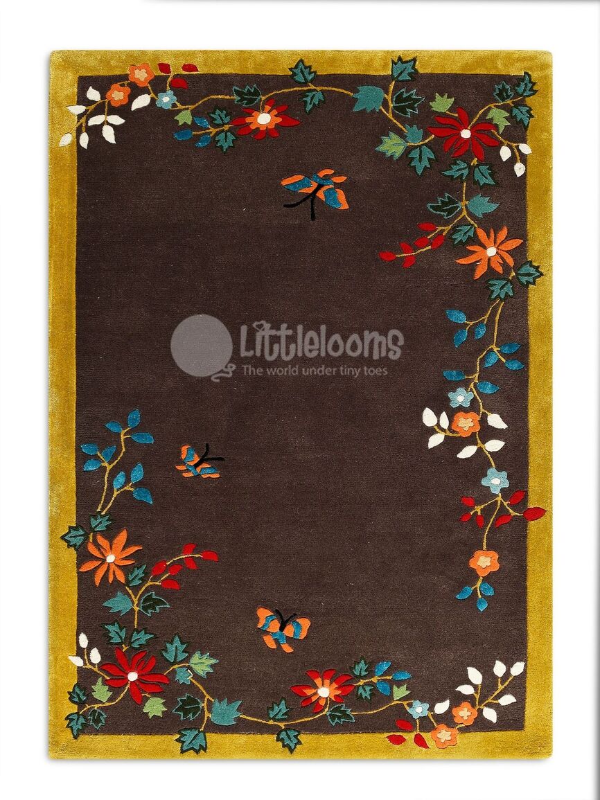 buy kids rugs online, kids rugs, oriental blossoms brown rug, buy brown rug, rugs for living room, kids room rugs, area rugs, brown floral rug, littlelooms rugs, hand tufted rugs, handmade rugs