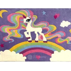 nursery rug , celeste unicorn girls room rugs, unicorn design rugs, multi-colour rugs for girls room