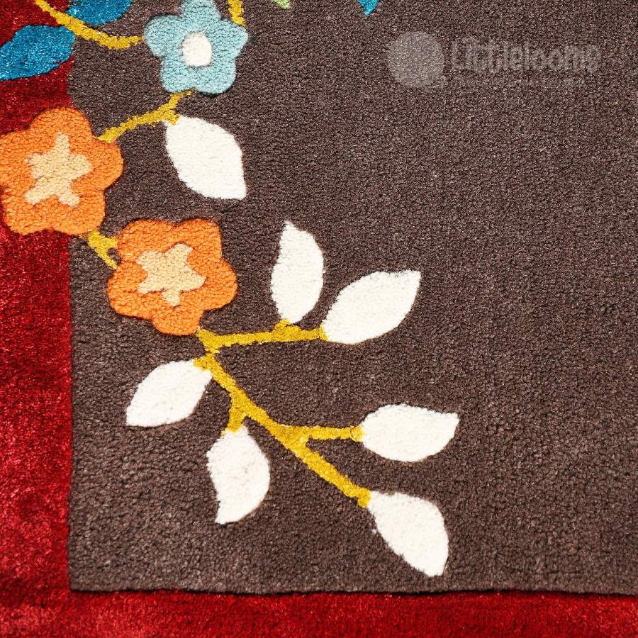 maroon rugs online, designer rugs online, handmade carpets online, buy flower printed carpets