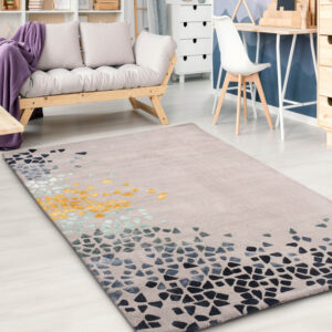 Grey geometrical mosaic rug