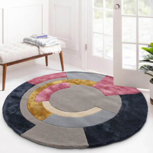 Round color block rug