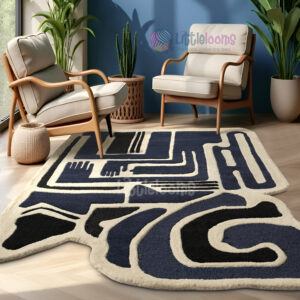 Norway Blue and Black Abstract Rug