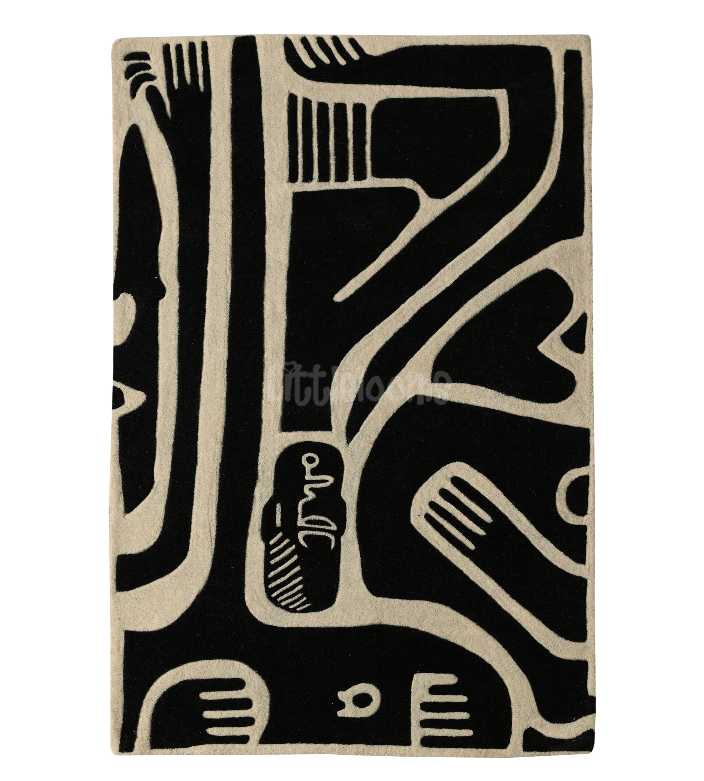 Wyndham black and white abstract rug 1