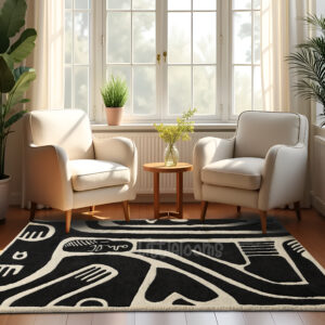 Wyndham Black Handmade Abstract Rug