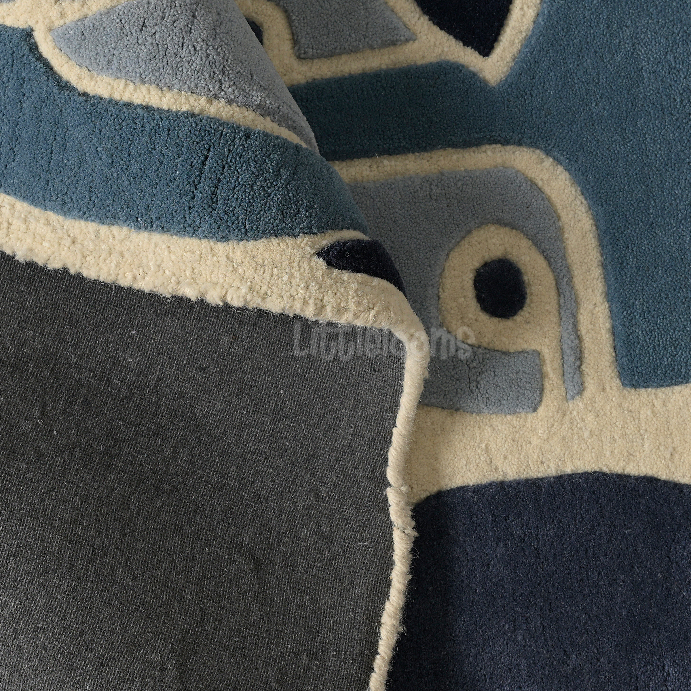 Ying Yang blue handmade rug 3