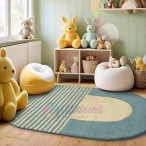 Jolly Arc Teal Oval Rug