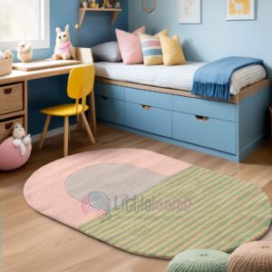 Jolly Arc Pink Oval Nursery Rug