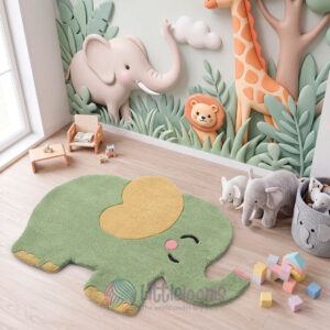 The Baby Sage Green Elephant Rug