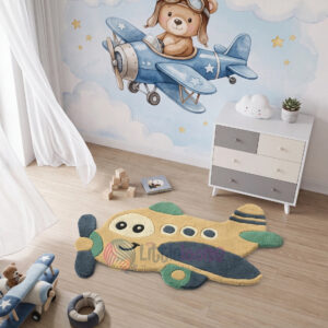 The Little Beige Flyer Plane Rug