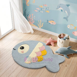 The Pastel Blue Fish Rug