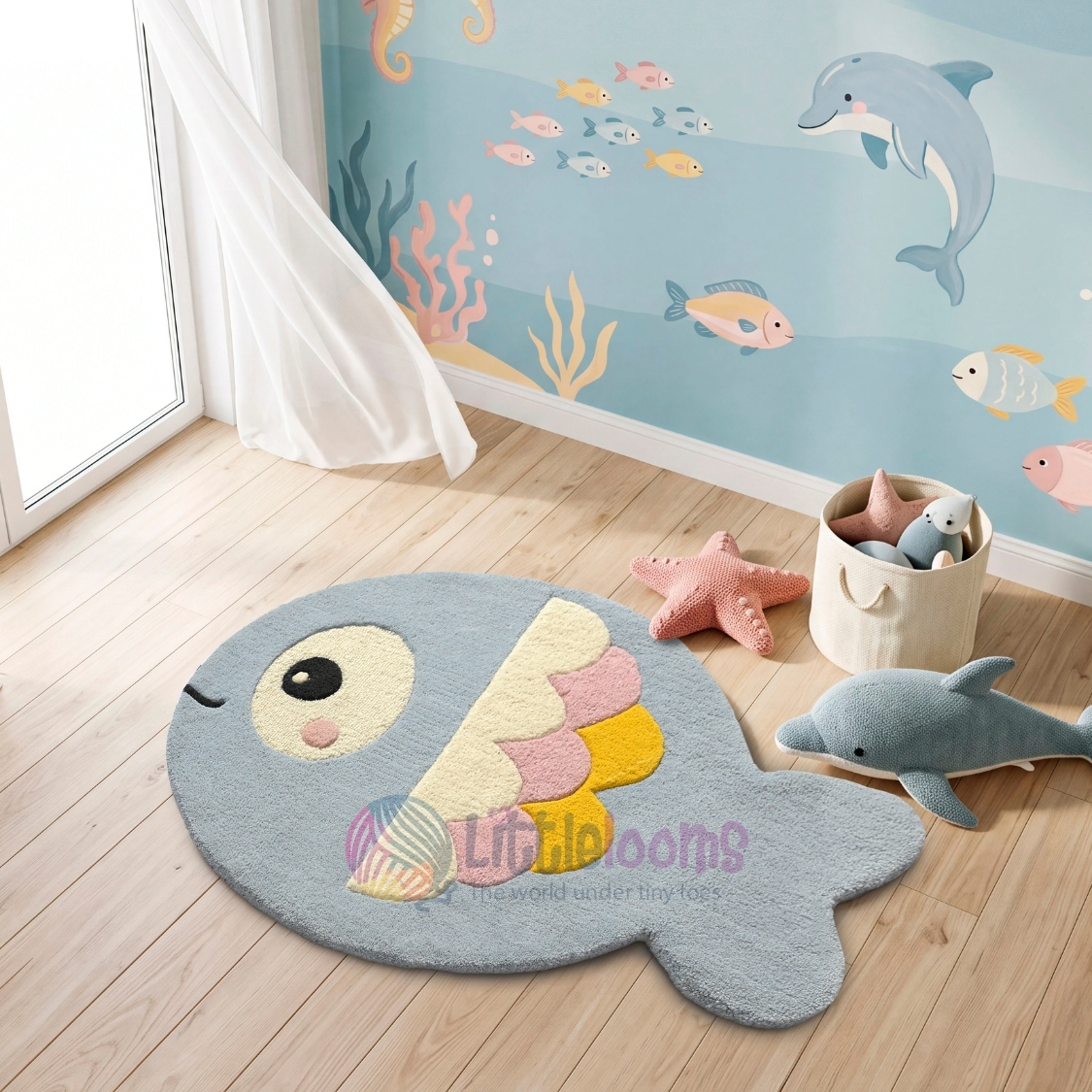The Pastel Blue Fish Rug
