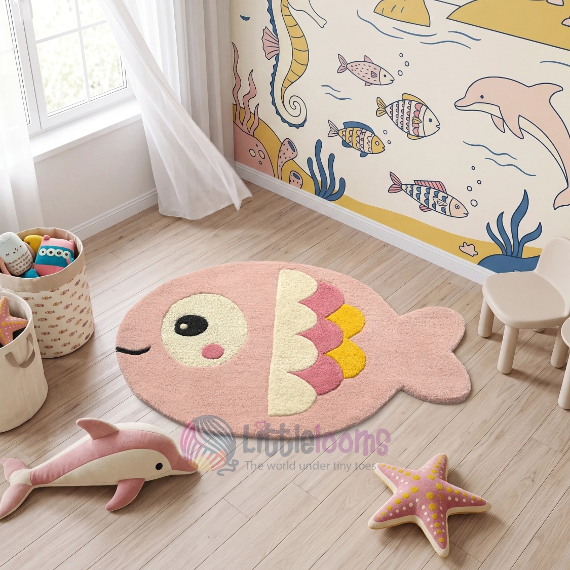 The Pastel Pink Fish Rug