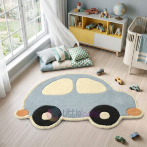 The Zoom Wheels Light Blue Car Rug